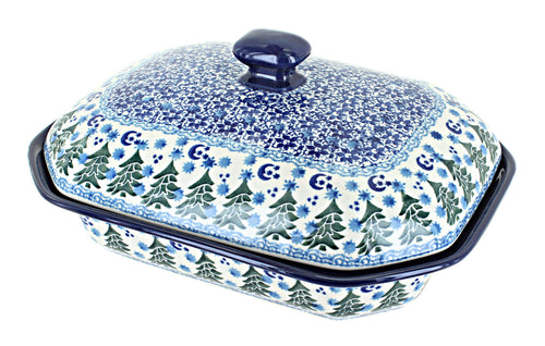 Polish Pottery Evergreen Magic Medium Covered Baker