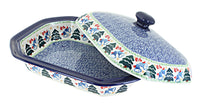 Winter Bells Medium Covered Baker Polish Pottery
