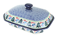Polish Pottery Winter Bells Medium Covered Baker