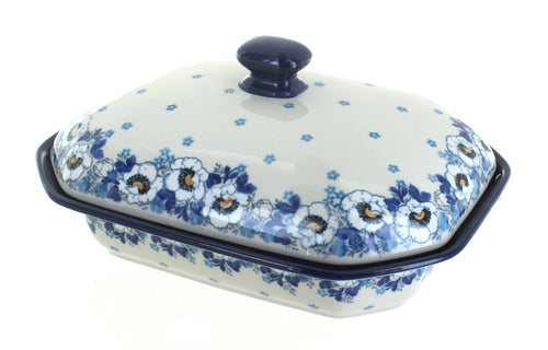 Polish Pottery Georgia Blue Medium Covered Baker