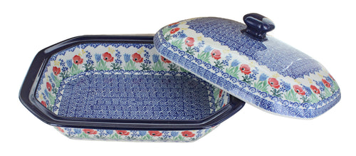 Memory Garden Medium Covered Baker Polish Pottery