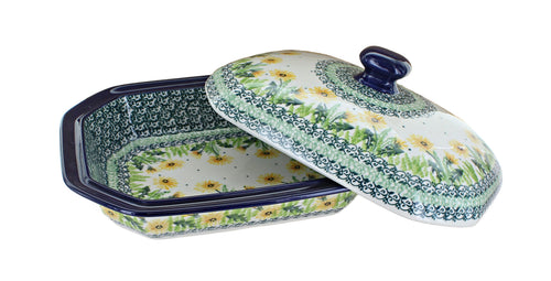 Dandelion Medium Covered Baker Polish Pottery