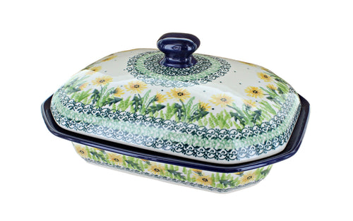Polish Pottery Dandelion Medium Covered Baker