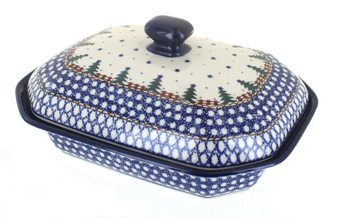 Polish Pottery Rustic Pines Medium Covered Baker