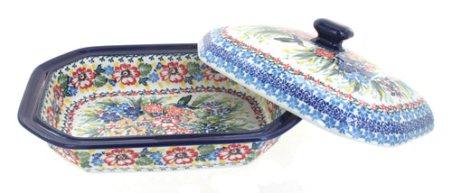 Hummingbird Medium Covered Baker Polish Pottery
