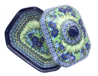 Sapphire Fields Medium Covered Baker Polish Pottery