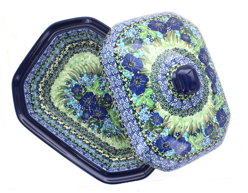 Sapphire Fields Medium Covered Baker Polish Pottery
