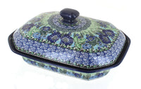 Polish Pottery Sapphire Fields Medium Covered Baker