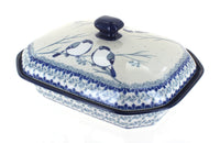 Polish Pottery Bluebird Medium Covered Baker