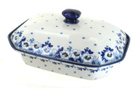 Polish Pottery Georgia Blue Large Covered Baker