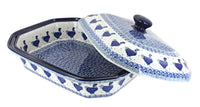 Barnyard Rooster Large Covered Baker Polish Pottery