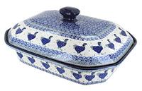 Polish Pottery Barnyard Rooster Large Covered Baker