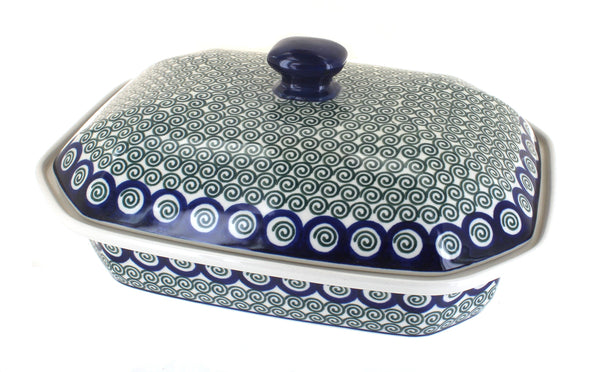 Peacock Swirl Large Covered Baker