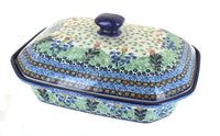 Polish Pottery Lily of the Valley Large Covered Baker