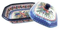 Hummingbird Large Covered Baker Polish Pottery