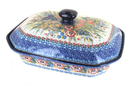 Polish Pottery Hummingbird Large Covered Baker