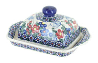 Polish Pottery Garden Butterfly Square Butter Dish