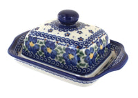 Polish Pottery Spring Blossom Square Butter Dish