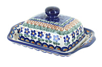 Polish Pottery Aztec Flower Square Butter Dish