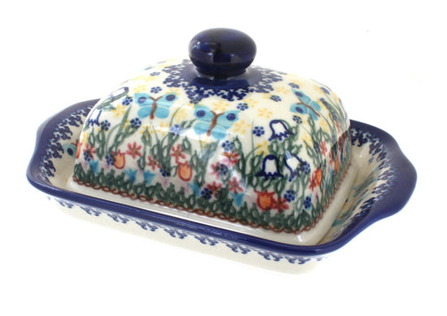 Polish Pottery Garden of Eden Square Butter Dish