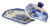 Blue Dahlia Square Butter Dish Polish Pottery