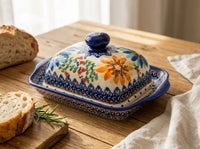 autumn burst butter dish on wood kitchen couter