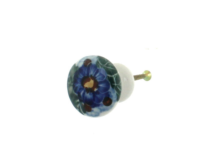 Polish Pottery Forget Me Not Drawer Pull