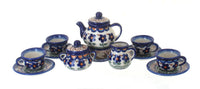 Polish Pottery Aztec Flower Miniature Tea Set