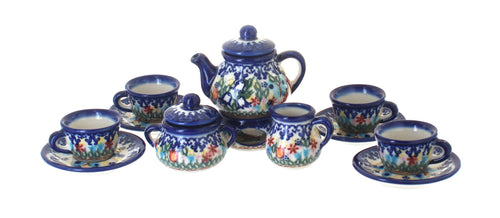 Polish Pottery Garden of Eden Miniature Tea Set