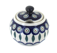 Polish Pottery Peacock Sugar Bowl
