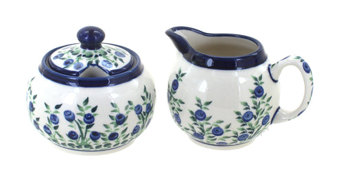 Polish Pottery Porcelain Vine Cream & Sugar Set