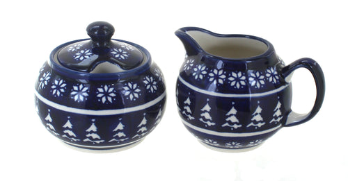 Polish Pottery Winter Nights Cream & Sugar Set