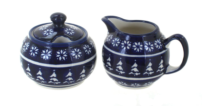 Polish Pottery Winter Nights Cream & Sugar Set