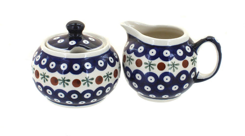 Polish Pottery Nature Cream & Sugar Set
