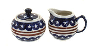 Polish Pottery Stars & Stripes Cream & Sugar Set