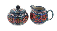 Polish Pottery Jungle Flower Cream & Sugar Set