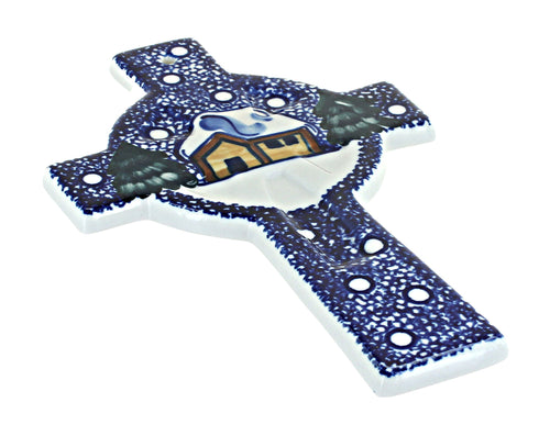 Polish Pottery Winter Forest Cross
