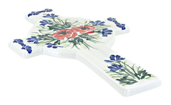 Polish Pottery Cherry Red Bouquet Cross