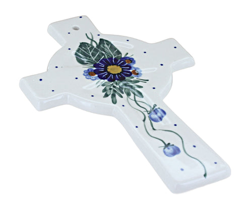 Polish Pottery Forget Me Not Cross
