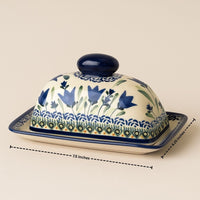 Blue Tulip Butter Dish Polish Pottery