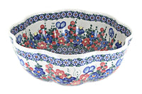 Polish Pottery Garden Butterfly Large Scallop Bowl