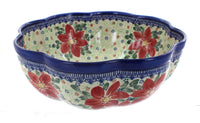 Polish Pottery Pointsettia Large Scallop Bowl