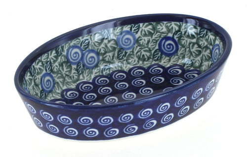Polish Pottery Seaside Swirl Extra Small Oval Baker