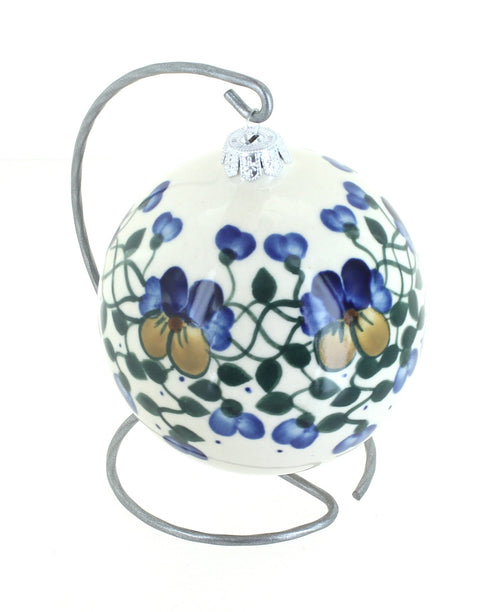 Polish Pottery Pansies Christmas Ball