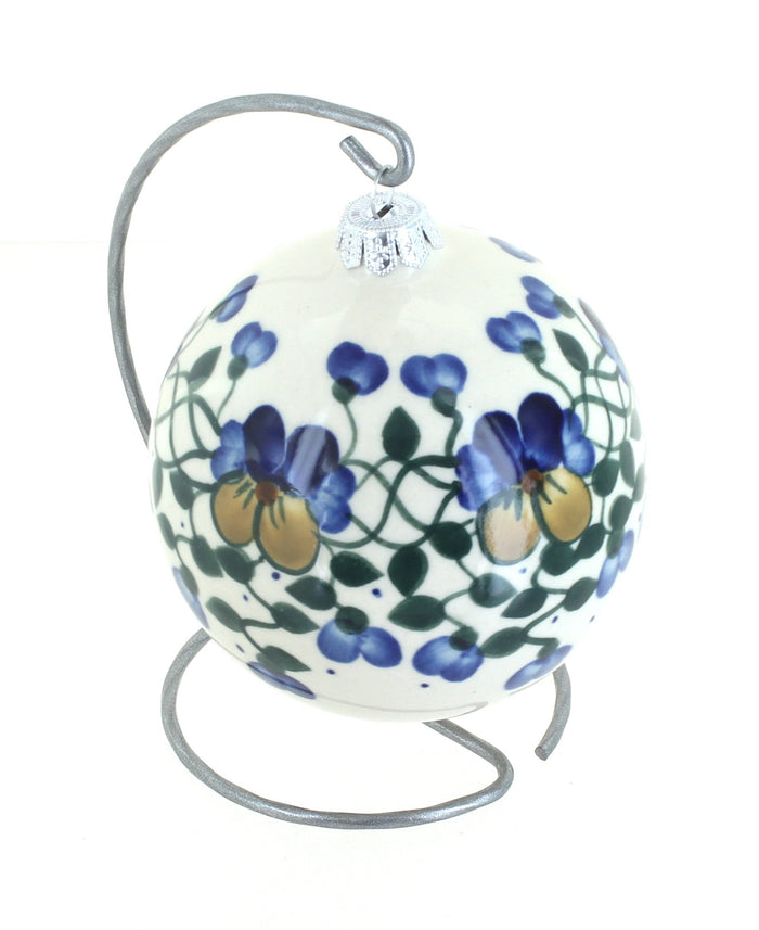 Polish Pottery Pansies Christmas Ball