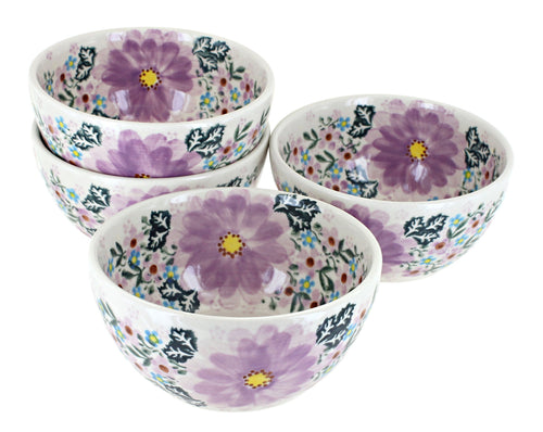 Polish Pottery Lilac Garden 4 PC Dessert Bowl Set