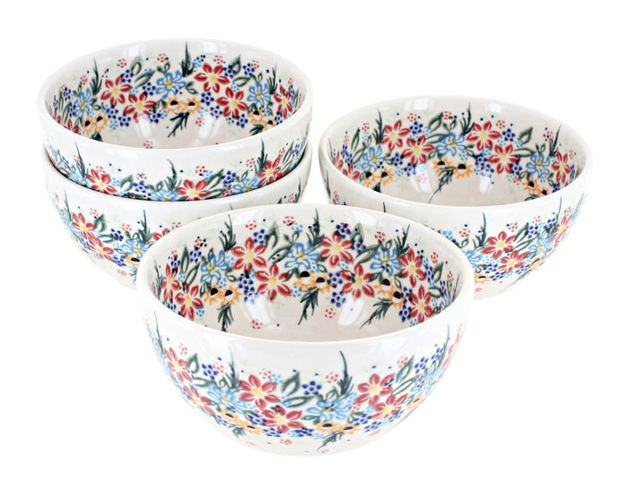 Polish Pottery Tara 4 PC Dessert Bowl Set