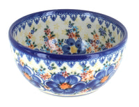 Polish Pottery Blue Dahlia Dessert Bowl