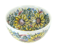 Sunflower Maze Dessert Bowl Polish Pottery