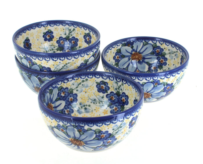 Polish Pottery Daisy Surprise 4 PC Dessert Bowl Set
